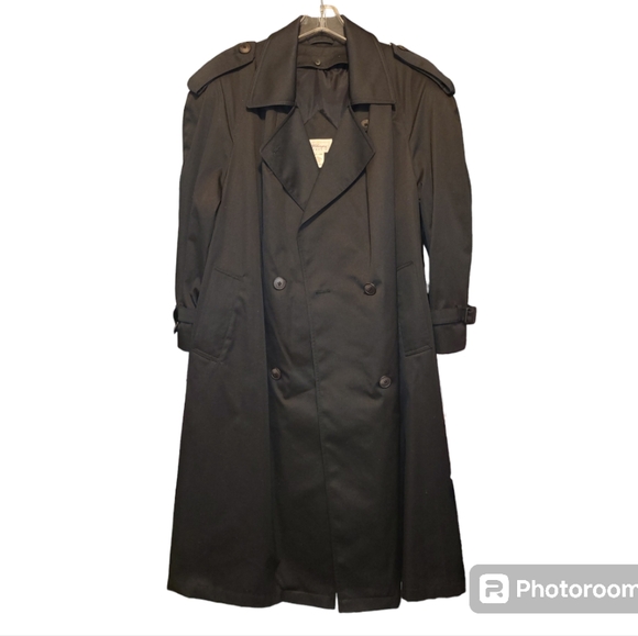 Vtg Worthington Black Trench Dress‎ Coat insulated ladies 18 WP VINTAGE EUC plus - Picture 1 of 5